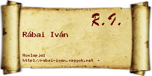 Rábai Iván névjegykártya